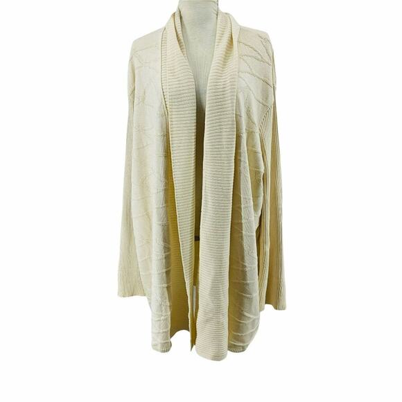 GISPA Italian Wool Oversized Cream Cardigan Textured Knit One Size - Picture 1 of 7